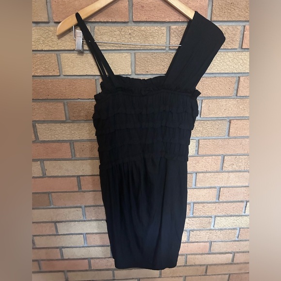 Leifnotes Anthropologie Black One Shoulder Tiered Ruffle Mini Dress Size XS NWT - Picture 3 of 8